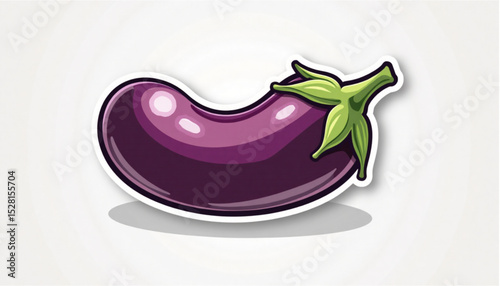 Vibrant cartoon eggplant with a glossy finish and playful design 