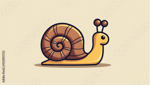Cute cartoon snail character with a spiral shell and friendly expression on a light background 