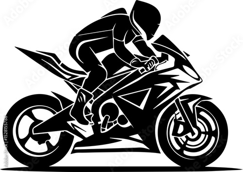 Motorcycle Vector Illustration black and white