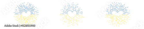 Set of hearts in Ukrainian colors