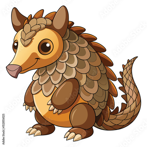 Cute cartoon Pangolin isolated on white background