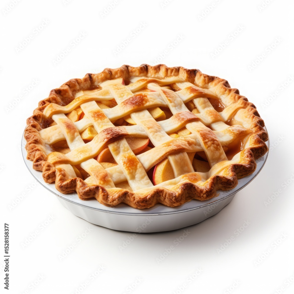 An isolated, ultra-detailed photograph of apple pie on a white background, realistic photography An isolated, ultra-detailed photograph of apple pie on a white background, realistic photography