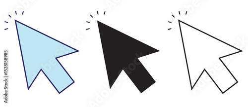 Click icon vector isolated on white background. Cursor icon. Computer mouse click cursor black arrow icons. pointer arrow