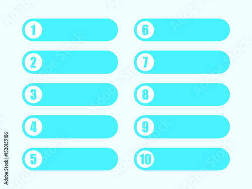 Simple style of blue number 1-10 with text box template.