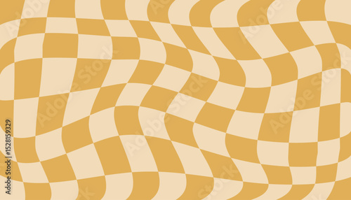 Op Art Mosaic Background. Distorted Checkered Pattern. Optical Illusion Backdrop. 