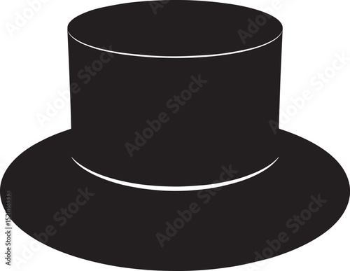 Top Hat Silhouette Black Vector | Vintage, Fashion & Classic Style Clipart