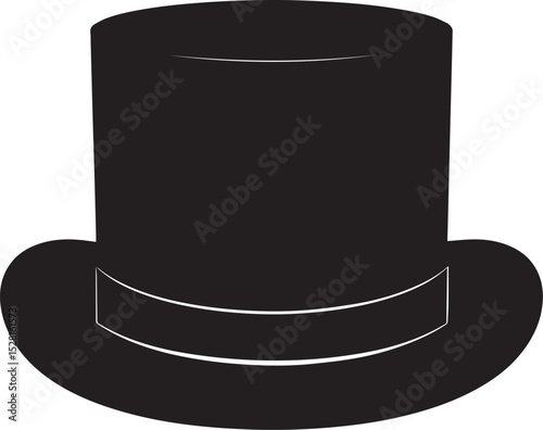 Top Hat Silhouette Black Vector | Vintage, Fashion & Classic Style Clipart