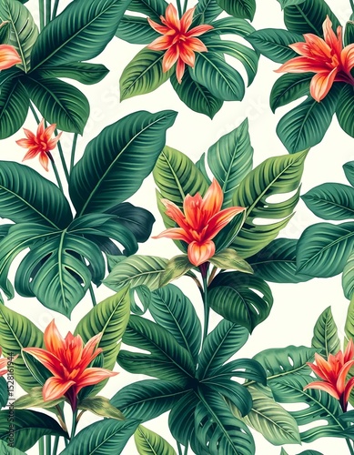tropical plants watercolor illustration
