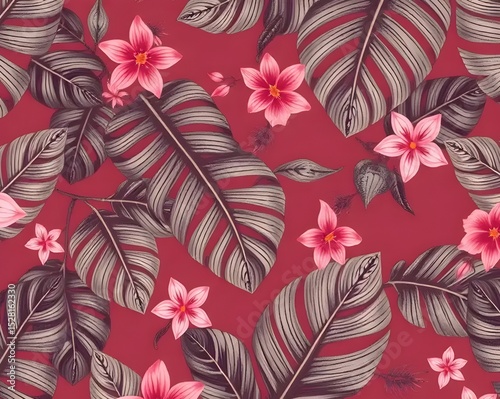 tropical plants watercolor illustration
