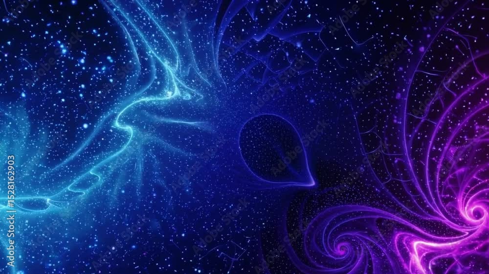 A blue and purple galaxy with a spiral shape
