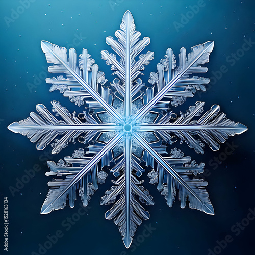 Intricate Blue Snowflake on Teal Background