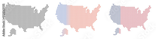 Dotted style map of USA. United States of America map.USA Map with federal states.  Vector illustration.