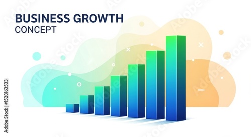 Business growth concept with rising bar chart for financial success and strategy design