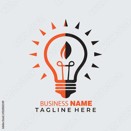 Modern abstract light bulb logo design symbolizing innovation and creativity for tech startups, energy companies, and smart business branding.