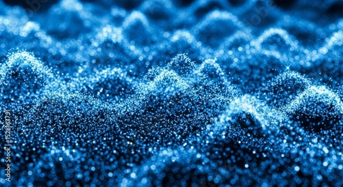 Abstract blue digital wave with sparkling particles in futuristic technology background