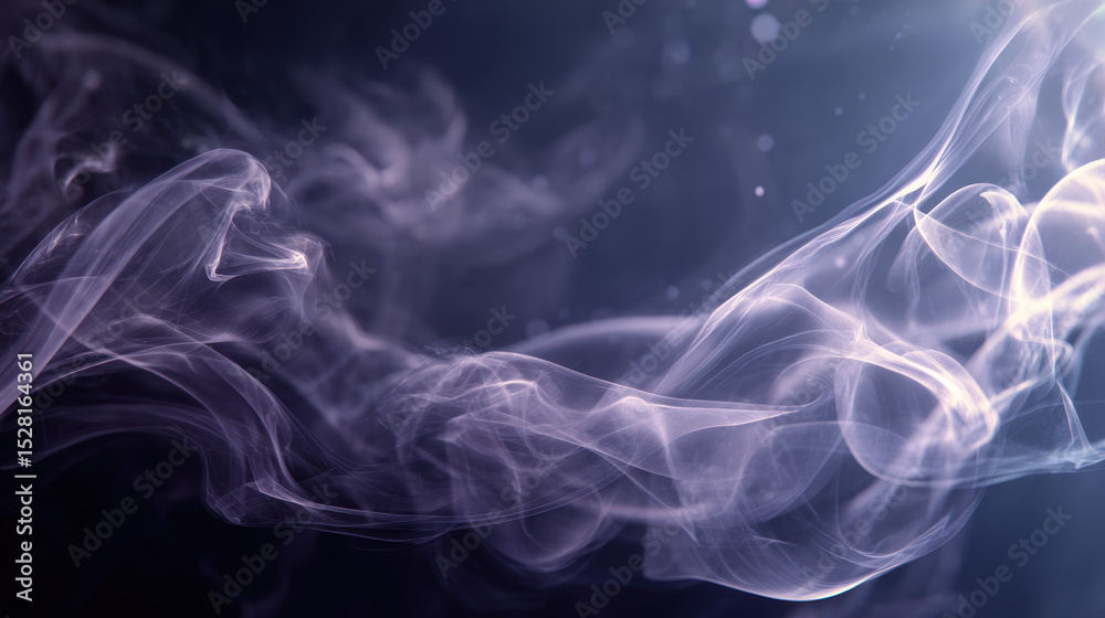 Fototapeta premium Swirling smoke creates ethereal patterns in dark background