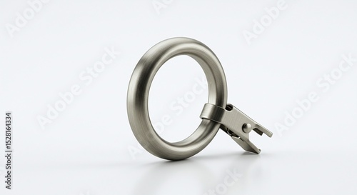 Metal curtain ring clip for hanging window drapes isolated on a white background