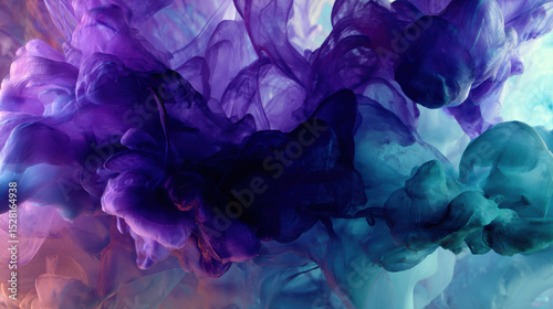 Colorful purple and teal smoke swirls in an art display