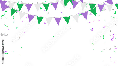 Gender queer, LGBTQ background with garland of pride flag and confetti