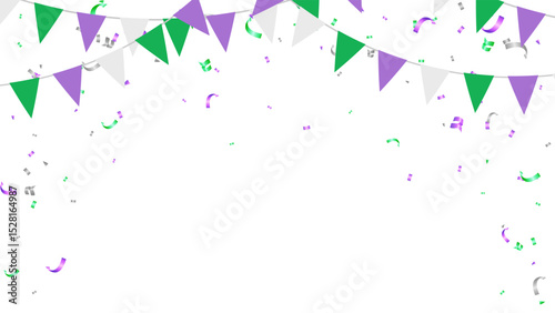 Cheerful celebrating pride month, gender queer, LGBTQ+. Pride flag banner vector illustration