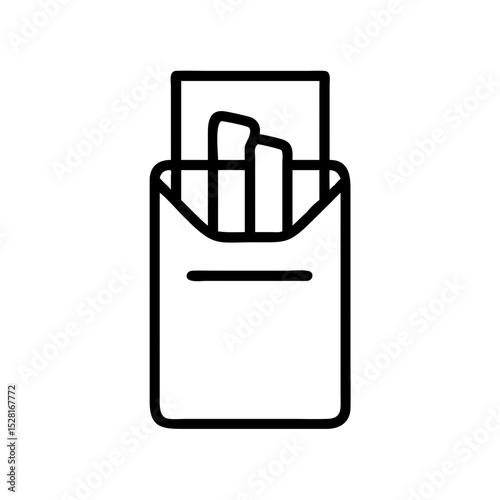 Pack of cigarettes with cigarettes visible inside on a white background  