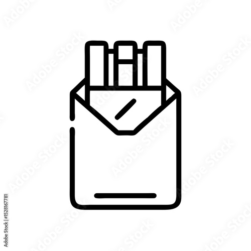 Pack of cigarettes with cigarettes visible inside on a white background  