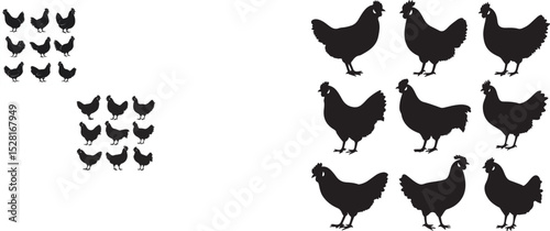 Chicken and Rooster Silhouette