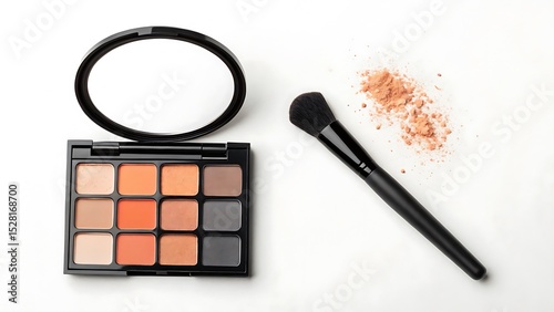 Professional makeup eyeshadow palette with brush and powder