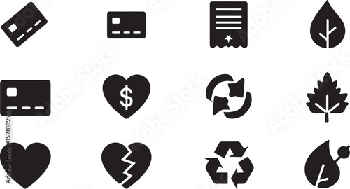 A diverse set of vector icons for web design including business, medical, music, and health symbols