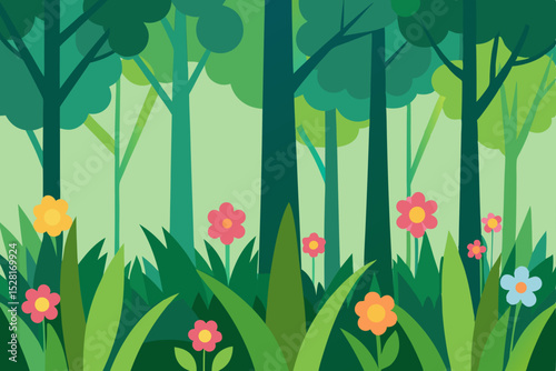 spring flowers and grass vector