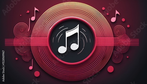 music symbol with circle and notes for branding music related businesses apps websites and events