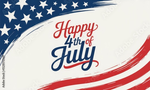 Patriotic fourth of july background stars stripes brushstrokes design