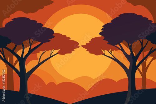 silhouette of tree in sunset