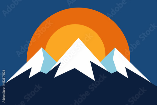 vector illustration of a mountain landscape with the sun