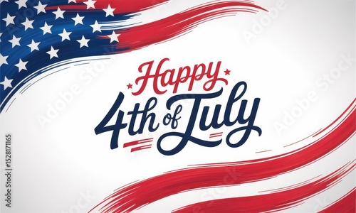 Happy 4th of july abstract flag design with text