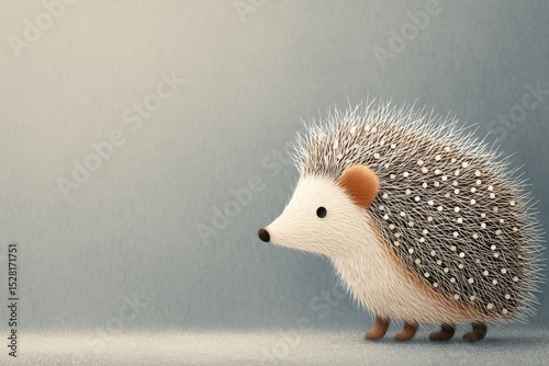 Adorable Brown and White Hedgehog Illustration Against a Grey Background
