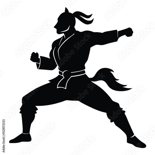 Silhouette of a Centaur Performing Martial Arts