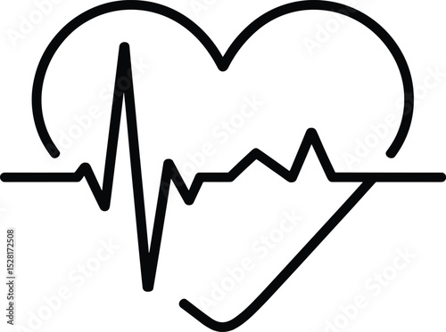 Healthcare Icon, Heartbeat with EKG Line, Medical Symbol, Vital Signs Design, Life Support Illustration