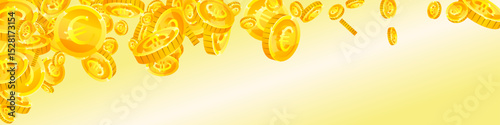 European Union Euro coins falling. Scattered gold
