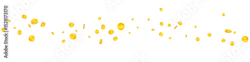 British pound coins falling. Scattered gold GBP