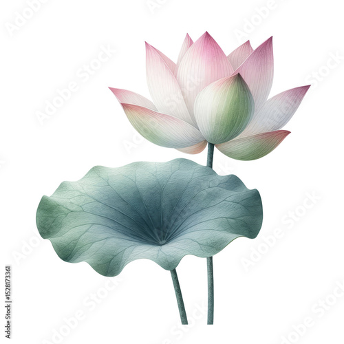 Pink lotus are captured in this stunning watercolor style illustration, appearing isolated to emphasize its natural beauty.