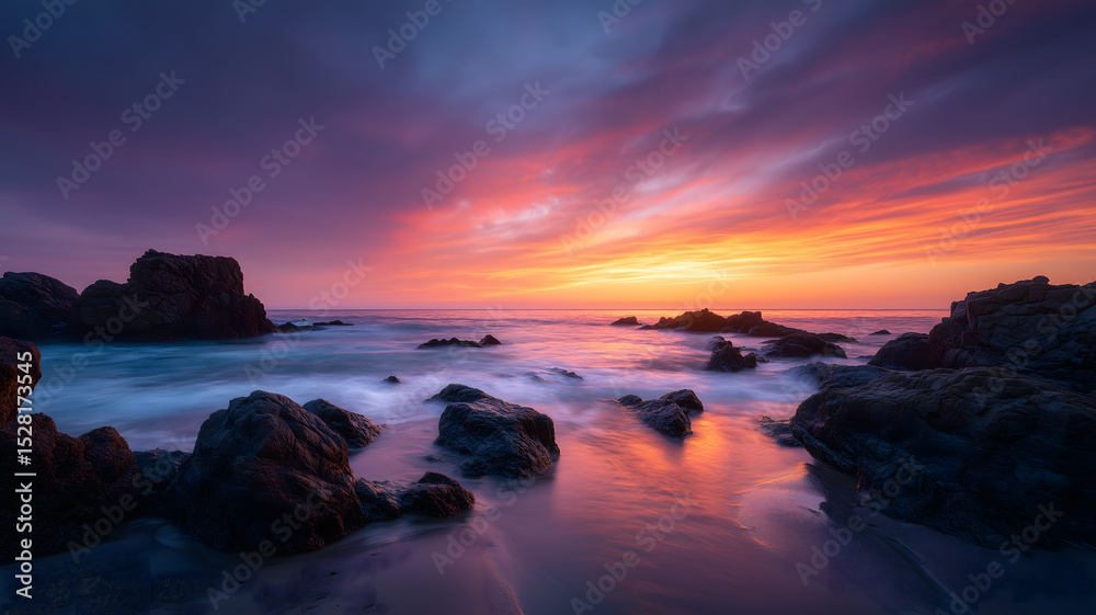 Fototapeta premium Peaceful and peaceful sunset mountain scenery