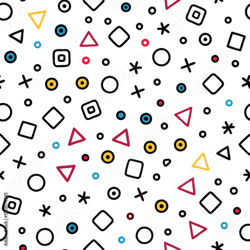 Abstract geometric pattern with various shapes and colors