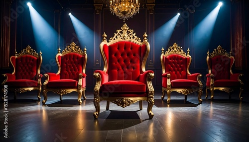 Royal Red Thrones with Dark Room.