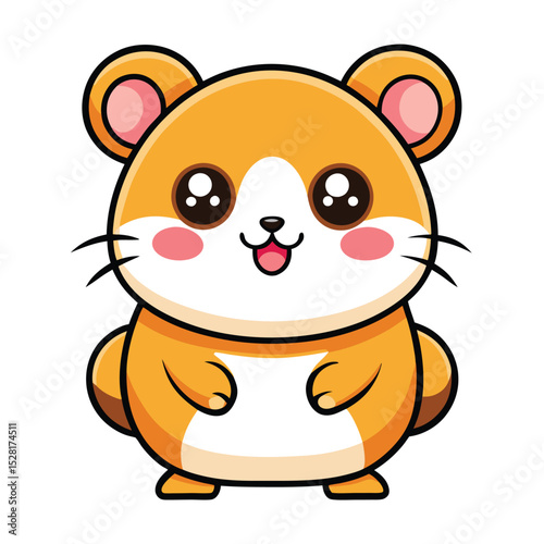 Cute cartoon hamster with big eyes and a happy expression