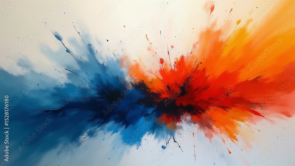 Fototapeta premium Abstract art featuring frozen, colorful paint splashes with sharp, glossy textures on a white backdrop. Dynamic and vibrant.\n, ultra detailed, 8k resolution, HDR, professional