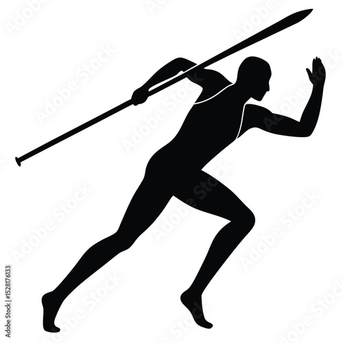 Silhouette of a Javelin Thrower in Action