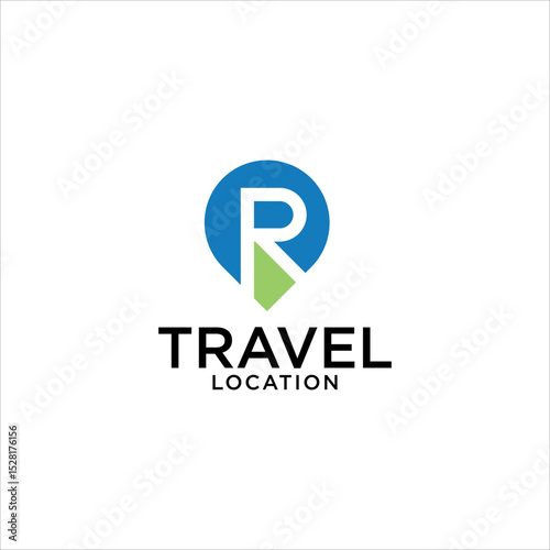 Modern Travel Logo Design with Letter R and GPS Map Pin Symbol for Navigation Trip Planning Holiday Vacation or Transportation Company Branding in Clean Vector Style