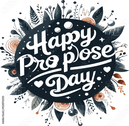 Happy propose day. Valentine's typography vector art.
