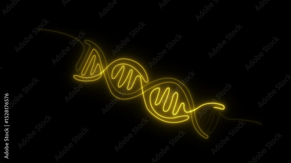 Abstract glowing of helix DNA. Minimalist concept of medical and science biotechnology in simple linear style. Human genome structure in editable stroke.
